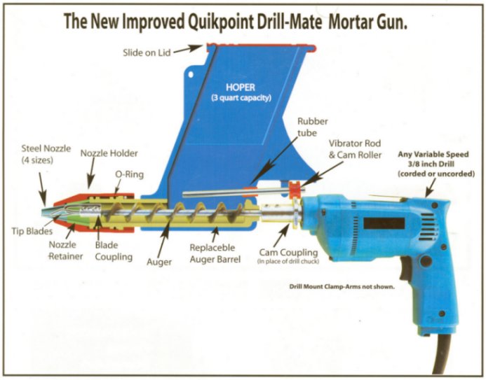 The NEW QUIKPOINT DRILL-MATE Mason's Mortar/Grout Joint Gun
