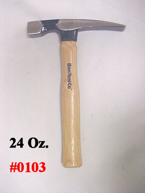 24oz. Bon Tool Co. Brick Mason's Hammer - W/Hickory Handle
