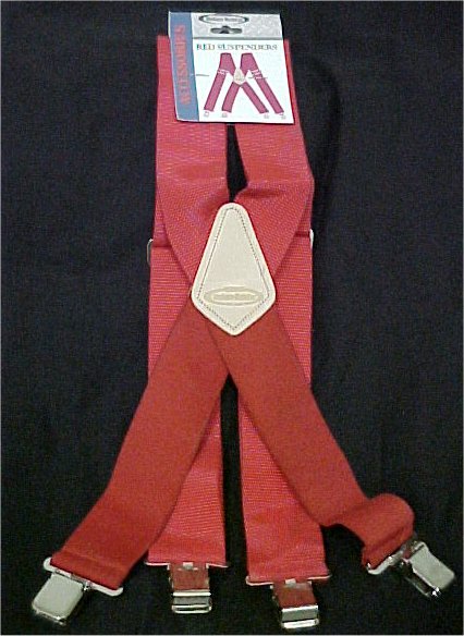 Extra Wide Red Masonry & Construction Work Suspenders W/Clips
