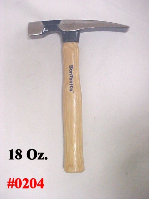 18oz. Bon Tool Co. Brick Mason's Hammer - W/Hickory Handle