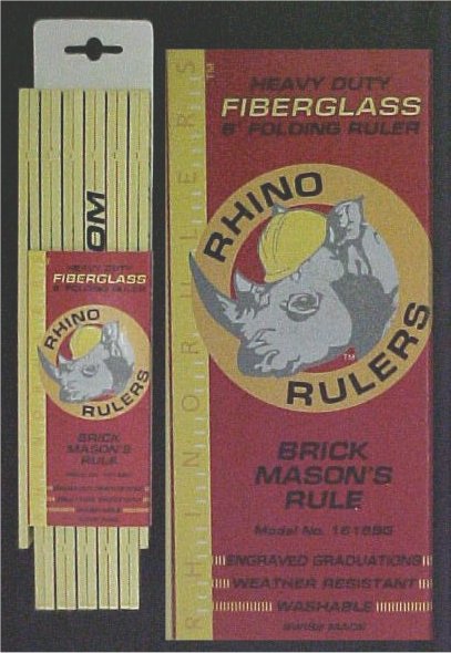 Rhino 6' Brick Mason's Heavy-Duty Fiberglass Folding Ruler
