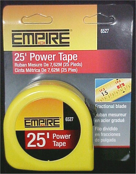 EMPIRE 25' Power Measuring Tape - Neon Orange