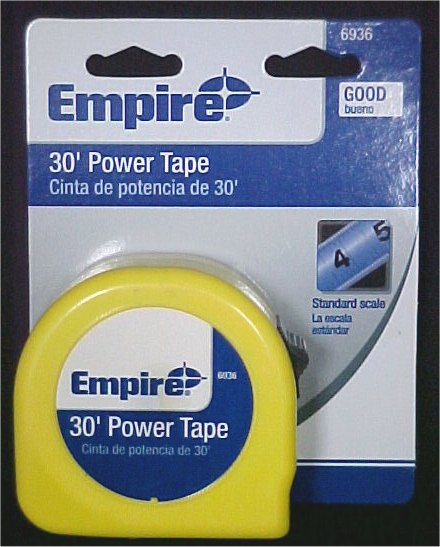 EMPIRE 30' Power Measuring Tape With Standard Scale Blade