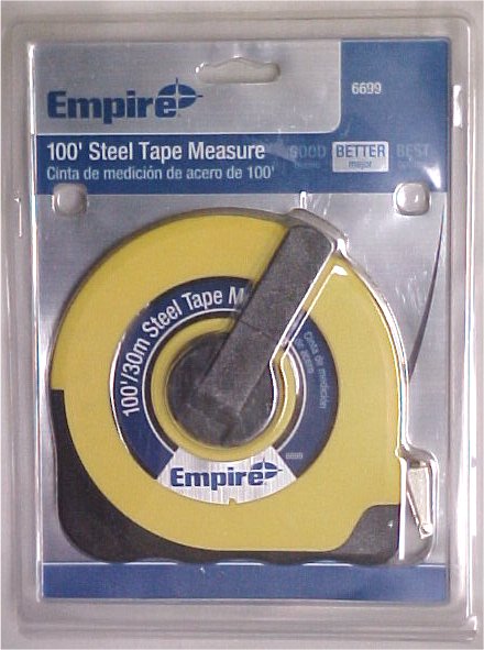 EMPIRE 100' Closed Case Steel Tape Measure - Measuring Tape