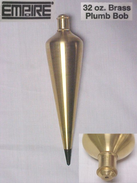 32oz. EMPIRE Brass Plumb Bob - Masonry Plumb String Tool
