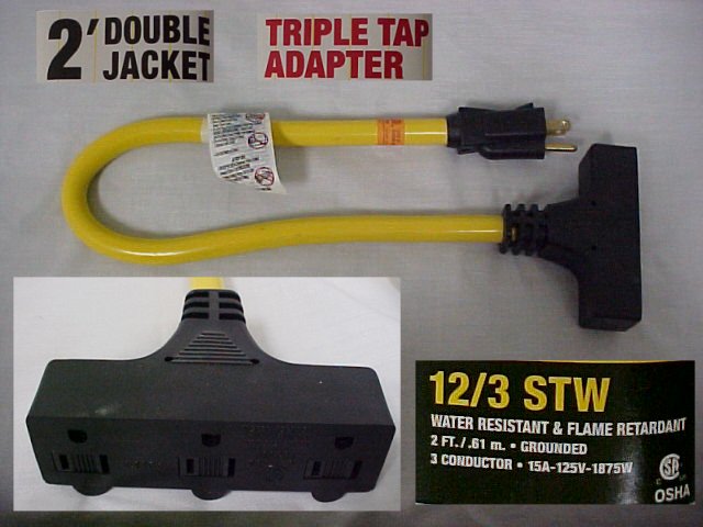 2' - 12 Gauge Triple Tap Water Resistant Adaptor