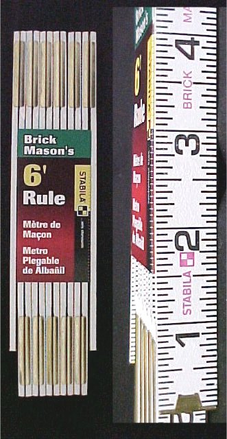 STABILA 6' Brick Mason's Rule - Standard Brick Spacing Ruler