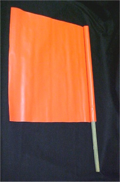 18" x 18" Orange Construction Safety Flag With 27" Wooden Staff
