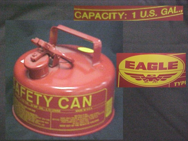 1 U.S. Gallon Eagle Portable Metal Fuel Container Safety Can