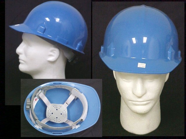 Construction Safety Hard Hat W/Ratchet Suspension System - Blue