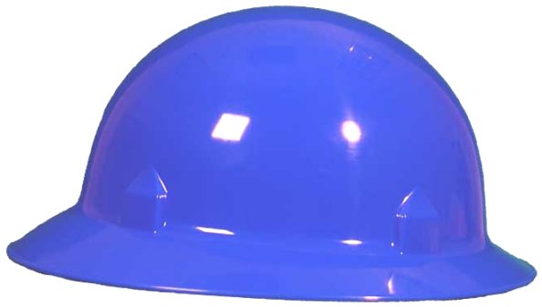 Blue Full Brim Jackson Block Head Safety Hard Hat W/Ratchet Suspension System