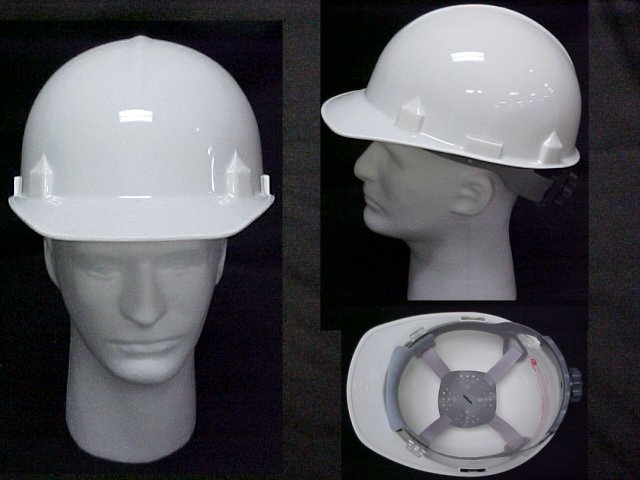 Construction Hard Hat With Ratchet Suspension System - White