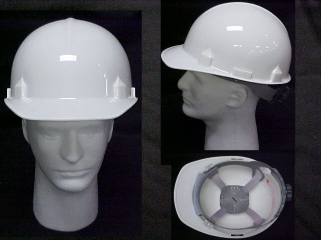 white construction hard hat
