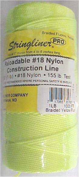 1000' Braided Nylon Construction Line -  Flourecent Yellow