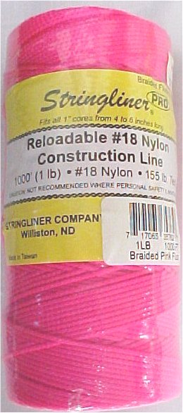 1000' Braided Nylon Construction Line -  Flourecent Pink