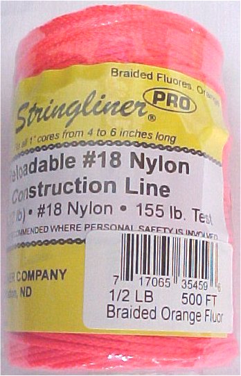 500' Braided Nylon Construction Line - Flourecent Orange