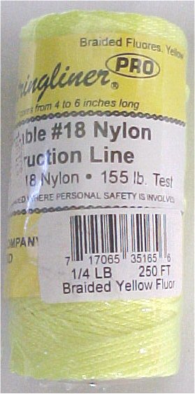 250' Braided Nylon Construction Line -  Flourecent Yellow