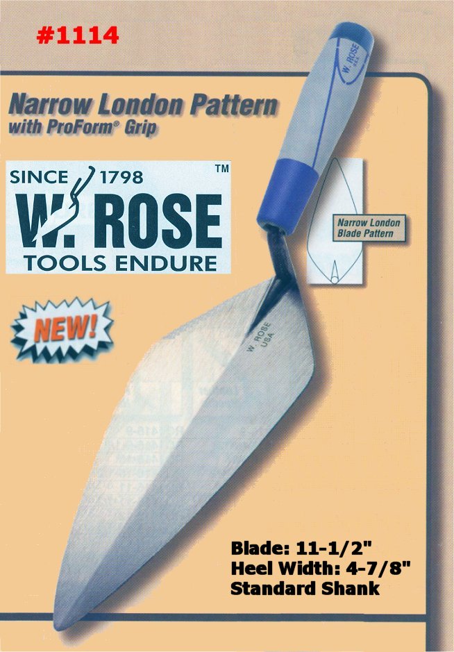 11.5" Narrow London Pattern Brick Trowel W/ProForm Grip Handle