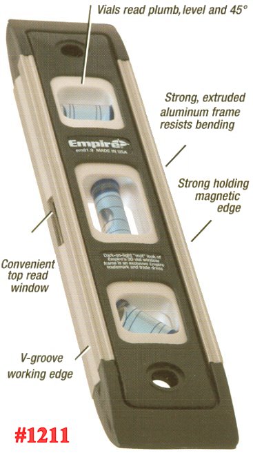 9" Empire Heavy-Duty Aluminum Torpedo Level W/Magnetic Edge