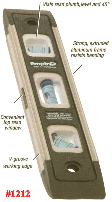 9" Empire Heavy-Duty Aluminum Masonry Torpedo Level