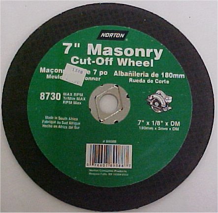 7" Norton Abrasive Masonry Cut-Off Wheel - 7" x 1/8" x DM