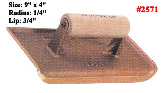 9" x 4" Jumbo Bronze Concrete Work Edger Radius 1/4", Lip 3/4"