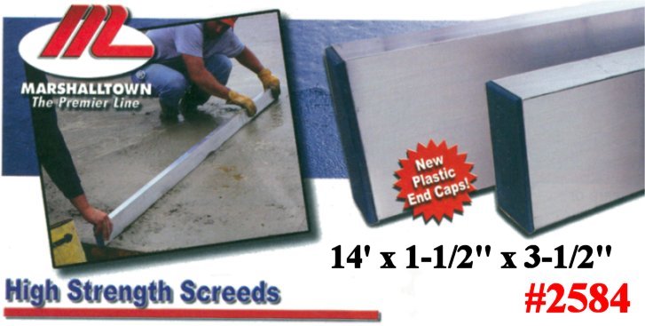 14' x 1-1/2" x 3-1/2" High Strength Alloy Concrete Screed Tool