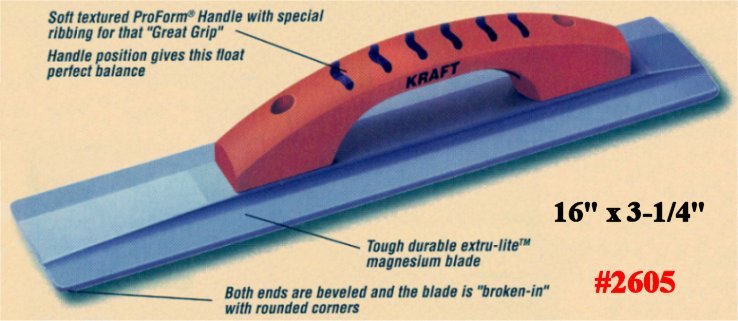 16" x 3-1/4" Magnesium Concrete Float W/ProForm Handle
