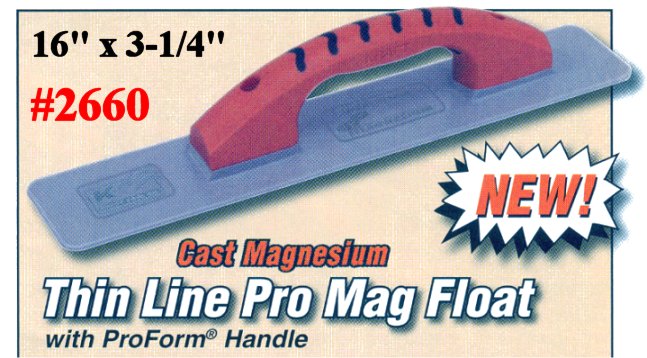 16" x 3-1/4" Fine Line Mag Concrete Float W/ProForm Handle