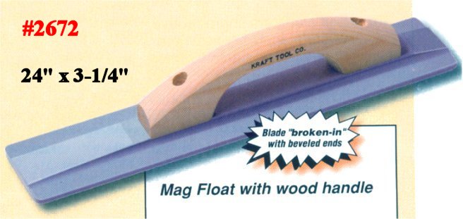 24" x 3-1/4" Magnesium Concrete & Cement Float W/Wood Handle