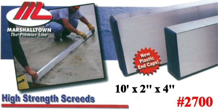 10' x 2" x 4" High Strength Alloy Concrete Working Screed Tool