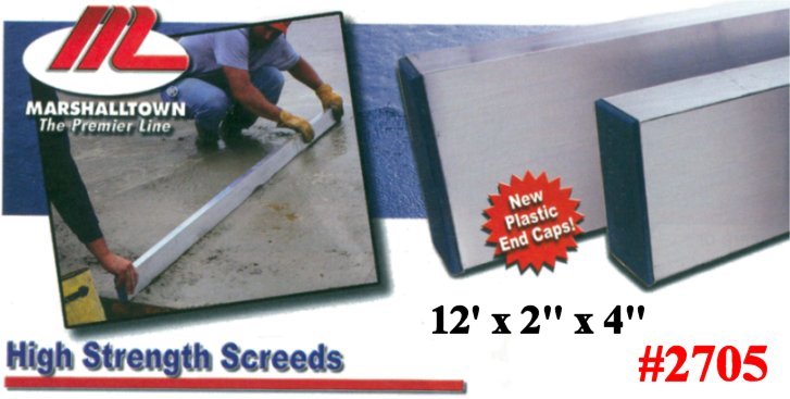 12' x 2" x 4" High Strength Alloy Concrete Working Screed Tool