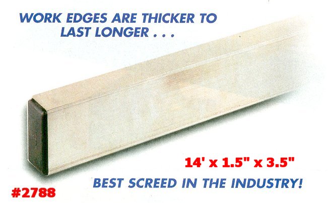 14' x 1.5" x 3.5" High Purity Magnesium Concrete Screed Tool