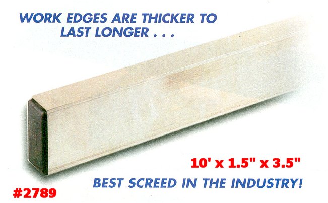 10' x 1.5" x 3.5" High Purity Magnesium Concrete Screed Tool