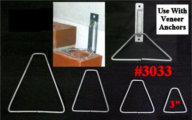 3" Hot Dip Galvanized Veneer Triangle Ties - 250 Count Box