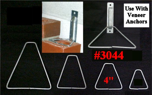 4" Hot Dip Galvanized Veneer Triangle Ties - 250 Count Box