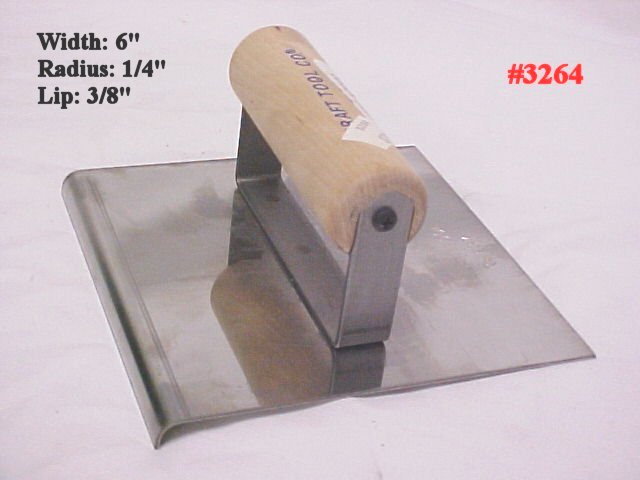 6" x 6" Concrete Work Sidewalk Edger Tool Radius 1/4", Lip 3/8"