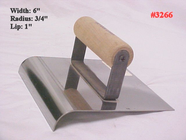 6" x 6" Concrete Work Sidewalk Edger Tool Radius 3/4", Lip 1"