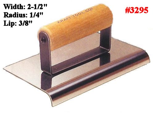 6" x 2-1/2" Concrete Work Sidewalk Edger Tool Radius 1/4", Lip 3/8"
