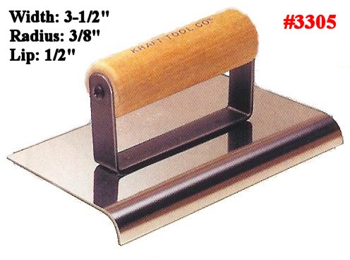 6" x 3-1/2" Concrete Work Sidewalk Edger Tool Radius 3/8", Lip 1/2"