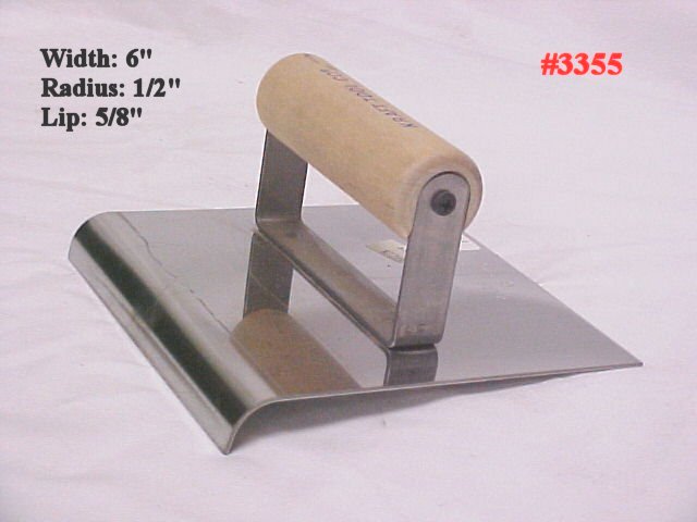 6" x 6" Concrete Work Sidewalk Edger Tool Radius 1/2", Lip 5/8"
