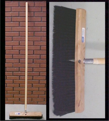18" Stiff Black Plastic Construction Garage Push Brush - Broom