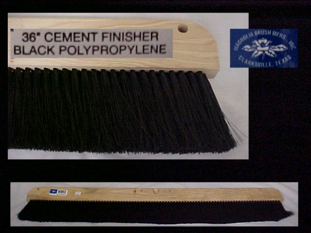 36" Black Polypropylene Concrete & Cement Finishing Brush