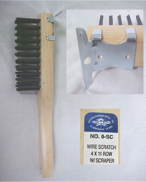 11-1/2" x 1-1/2" Straight Handle Wire Scratch Brush W/Scraper