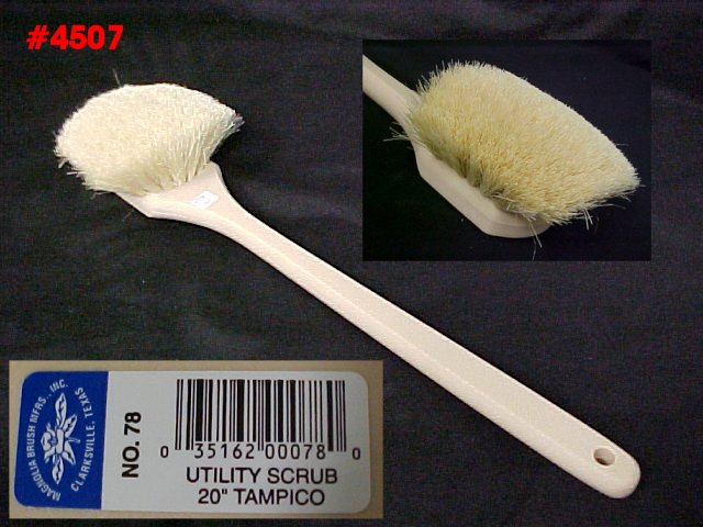 20" Long Handled White Tampico ACID PROOF Utility Brush