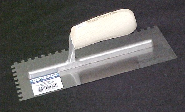 11" x 4-1/2" Bon Tampered Steel 1/4" x 1/4" Square Notch Trowel