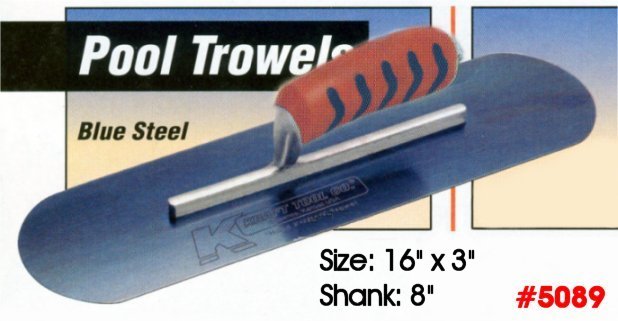 16" x 3" Kraft Blue Steel Swimming Pool Concrete Trowel Tool