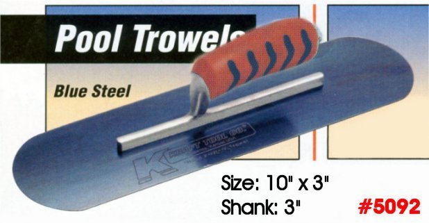 10" x 3" Kraft Blue Steel Swimming Pool Concrete Trowel Tool