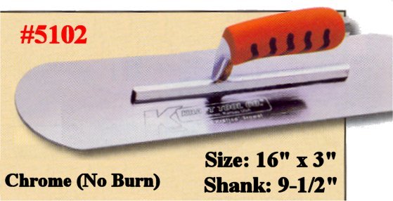 16" x 3" Chrome No Burn Pool Trowel With ProForm Grip