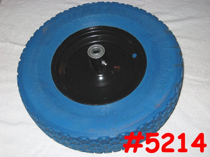 8" Flat Free Wheel & Tire Assembly - Knobby Tread - 6" Hub